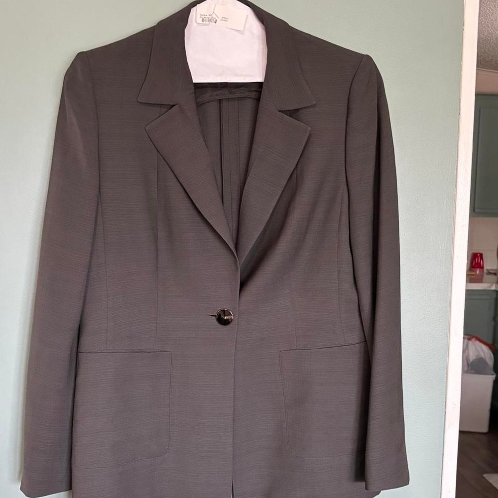 Escada Gray Checkered Single Button Blazer Jacket Size 42 Granite Belma